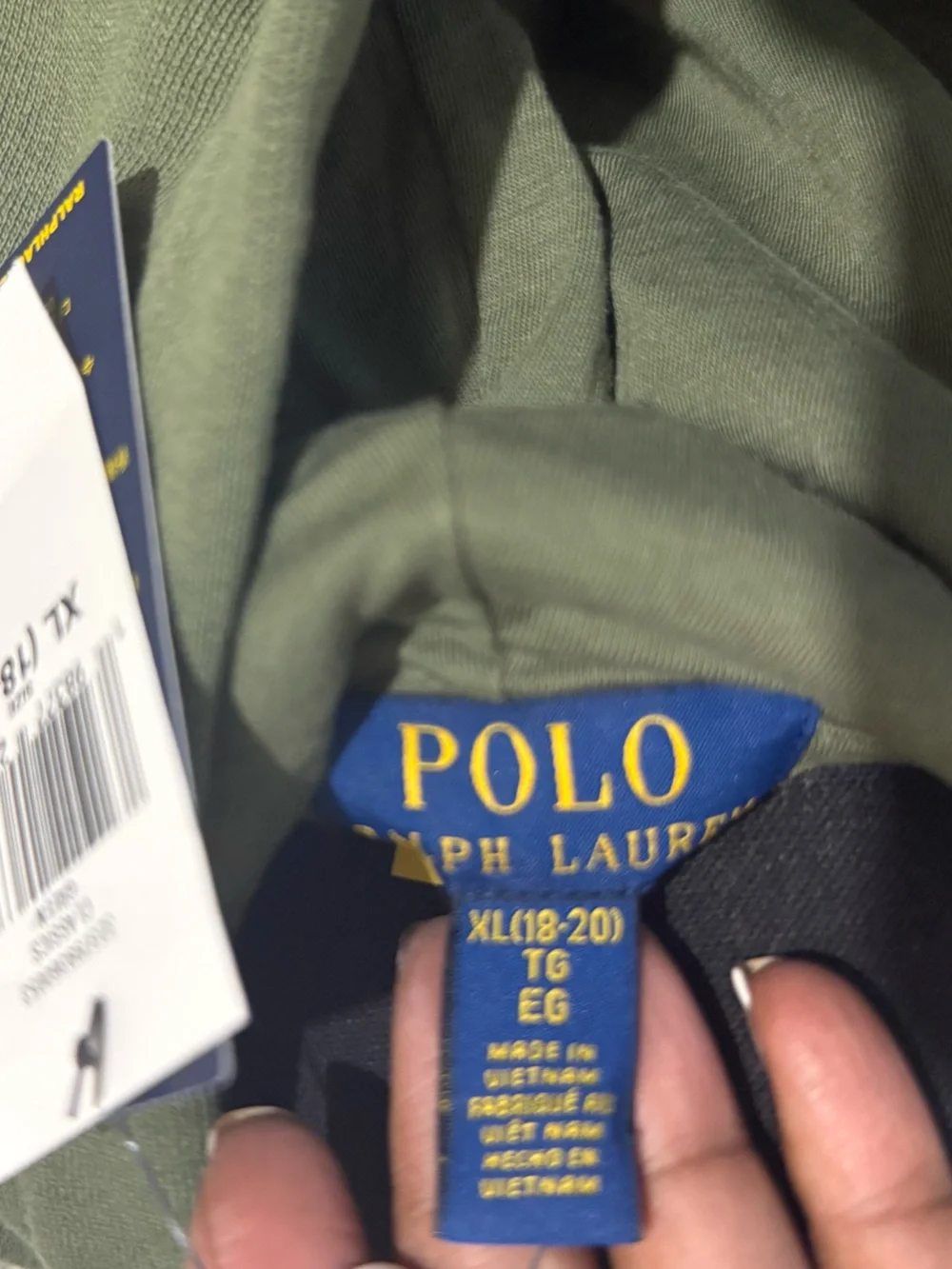 Polo Ralph Lauren Boys XL 18-20 Green Full Zip Hoodie Pony Logo NWT